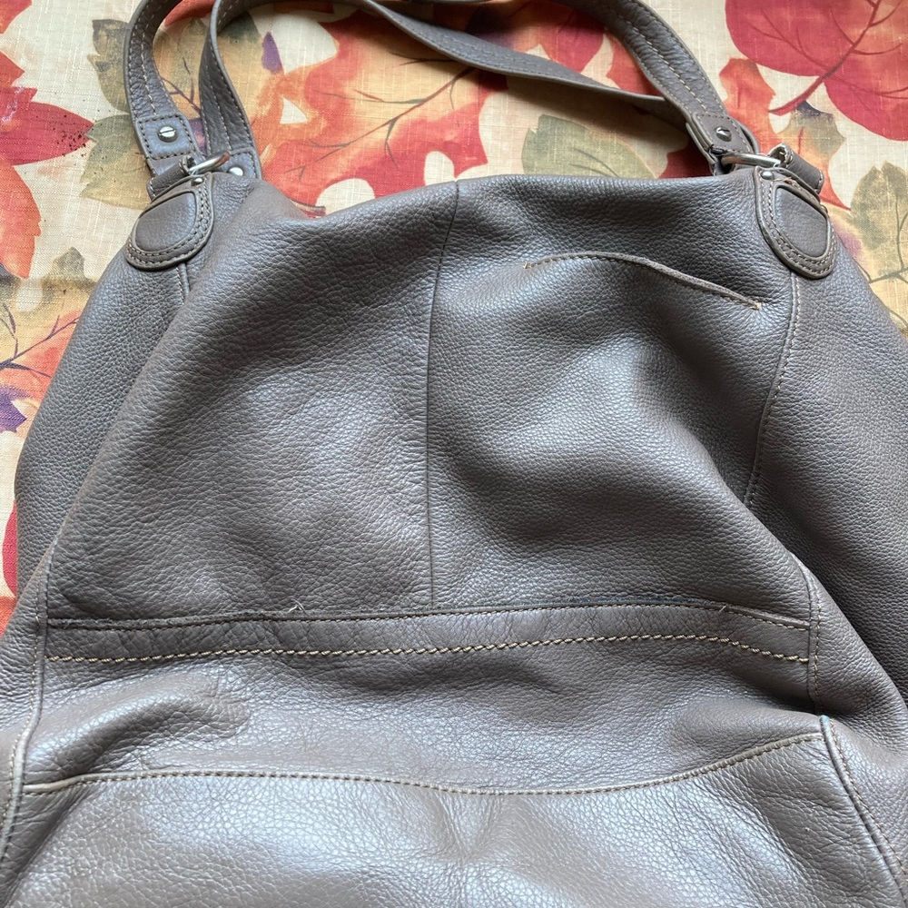THE SAK Taupe Brown Leather Hobo Handbag - Picture 2 of 6